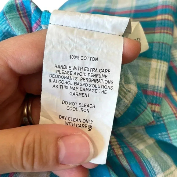 Nicholas Blue Checked Smocked Apron Midi Dress 2 - Picture 8 of 9